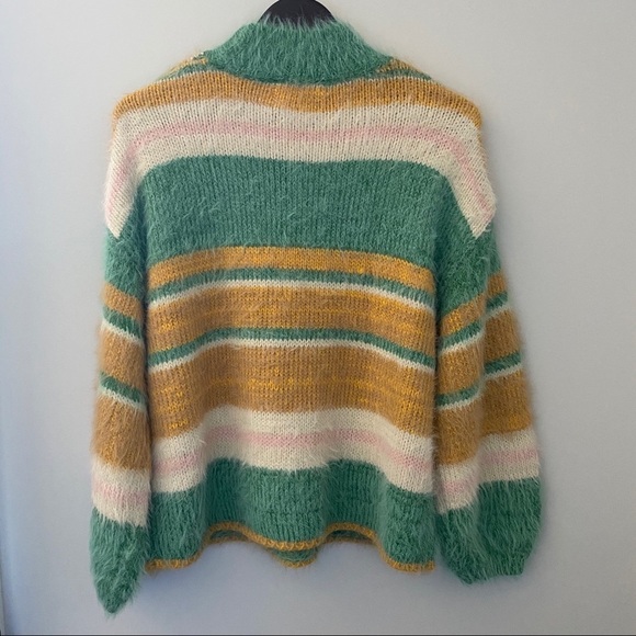 Kimchi Blue Turtleneck Striped Fuzzy Cozy Sweater - Picture 3 of 15